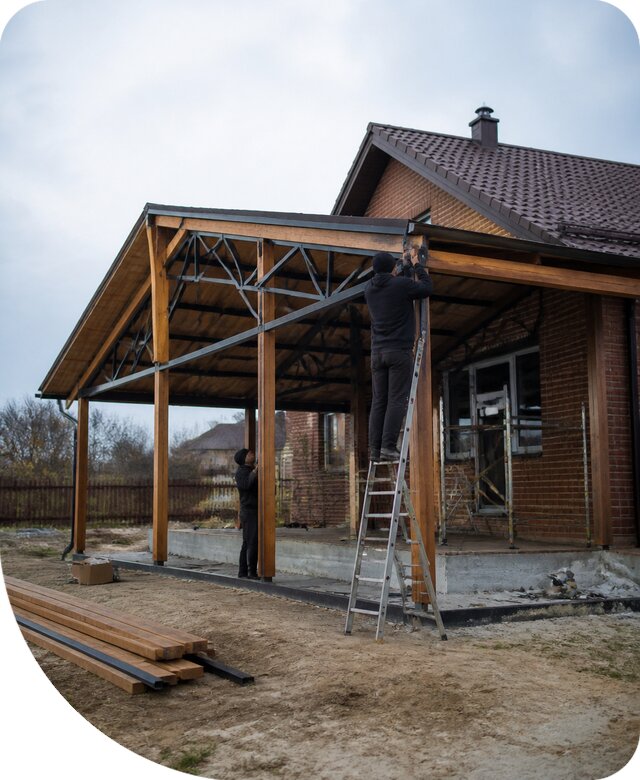 Пристройка навеса к дому и участку в Гукове под ключ