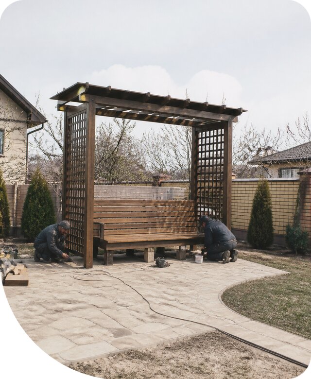 Скамейка с перголой в Гукове изготовление и монтаж под ключ